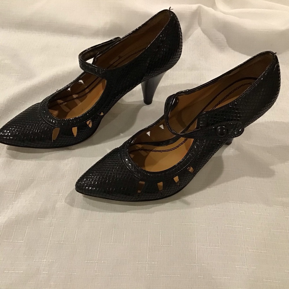 Miss Sixty Mary Jane Black Leather High Heeled Shoes